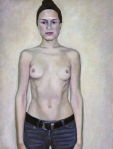 Abb. Alex Winiger, Akt (Jeans), 2007, Öl auf Tafel, 40x30 cm