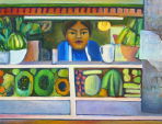 Abb. Alex Winiger, Vendedora de frutas, 2005, Eitempera und Öl auf Baumwolle, 65x80 cm